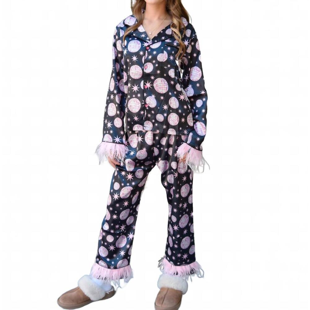 NEW MINI DREAMERS girl's disco feather silky set in multi